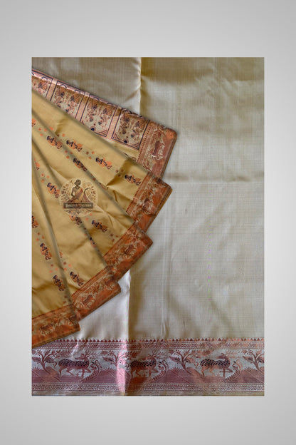 Buy London Swarnachari Saree online – Handwoven detailing close-up