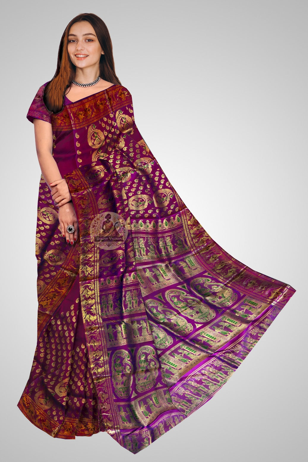 Premium Swarnachari Pure Silk Saree with dense golden zari pallu – bridal heirloom, delivered to Kolkata and Mumbai