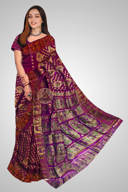 Premium Swarnachari Pure Silk Saree with dense golden zari pallu – bridal heirloom, delivered to Kolkata and Mumbai