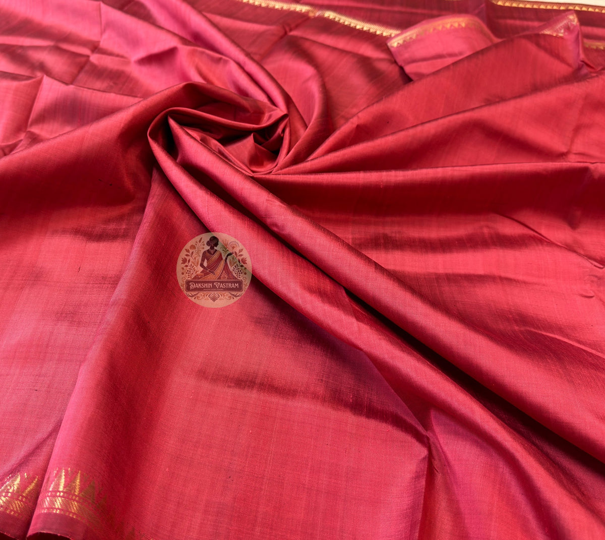 Pure Katan silk saree with gold zari border – luxury ethnic wear for Indian diaspora in New York and California