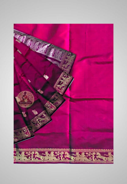 Buy Baluchari Silk Saree online – Handloom Baluchari Pure Silk Saree full saree view