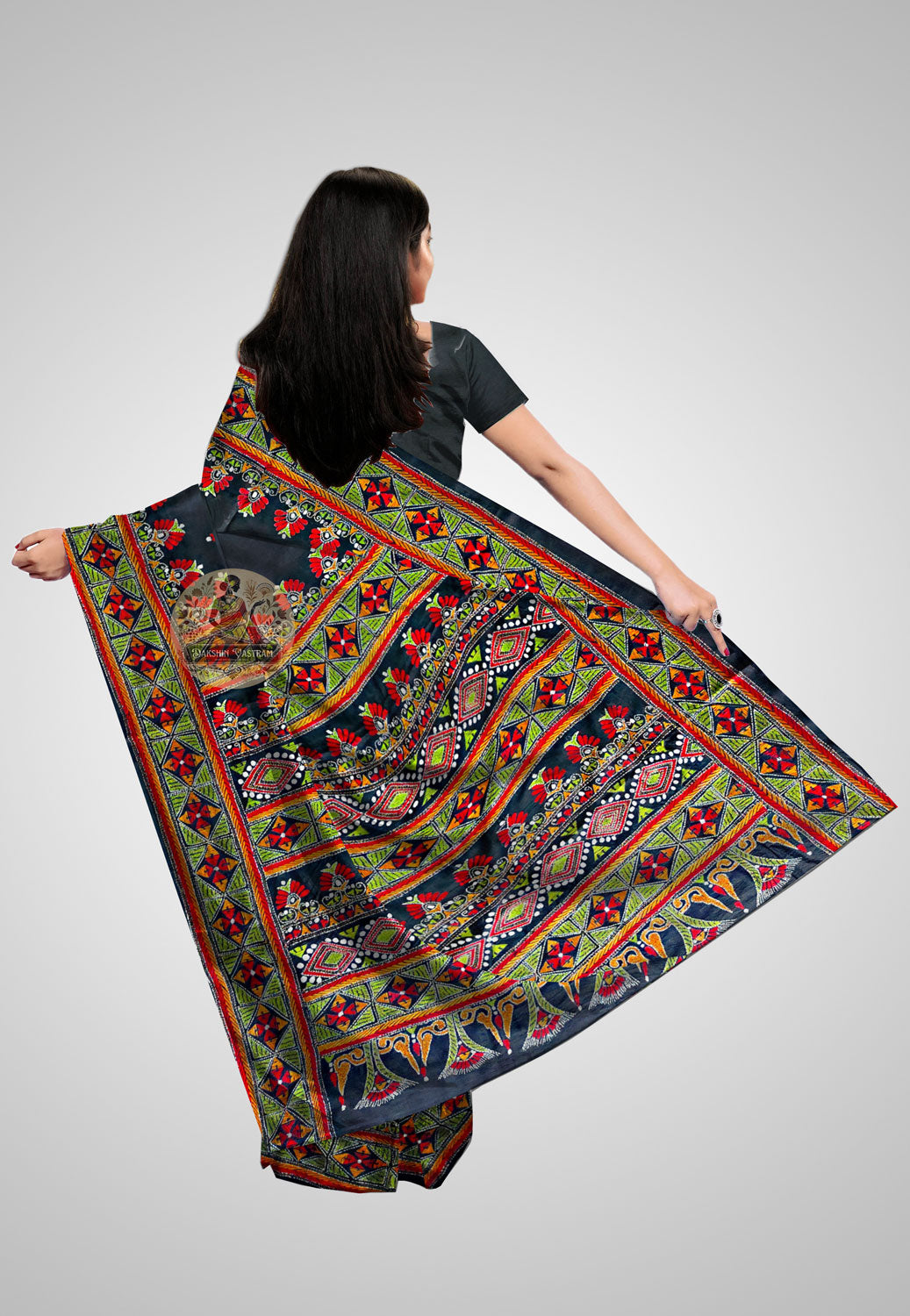 Closeup of handloom details – Traditional motifs and finesse