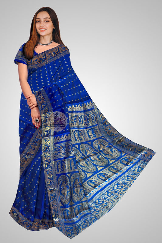 Swarnachari Pure Silk Saree with intricate golden zari border – handloom bridal wear, delivered to Mumbai