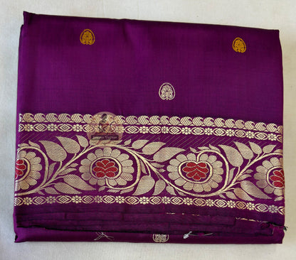 Full view of premium Baluchari Silk Saree by Dakshin Vastram — wear it like a prayer in pure Bengal silk, part of Durga Puja Collection 2026, handwoven in Bishnupur for weddings, Durga Puja and cultural celebrations across UK, USA, EU and India