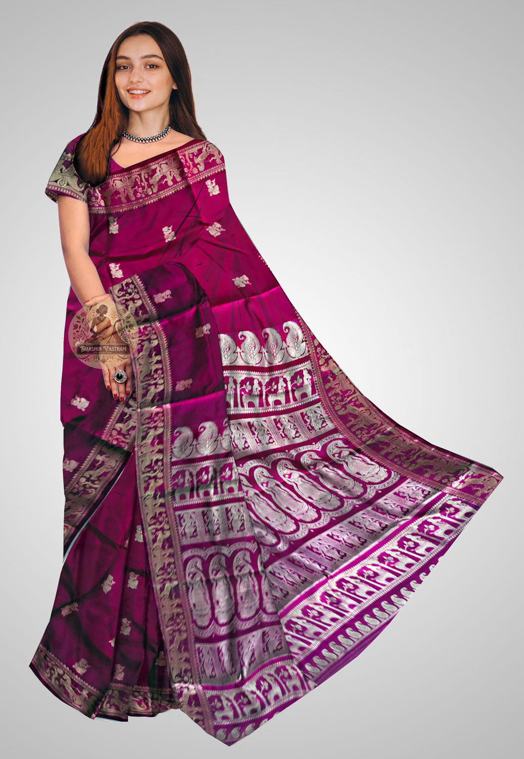 Buy Baluchari Silk Saree online – Handloom Baluchari Silk Saree front view