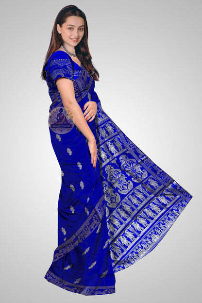 Buy Baluchari Saree UK – Rear view showing intricate pallu work