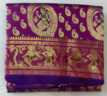Swarnachari Pure Silk Saree with warm golden glow – milestone birthday gift by Dakshin Vastram