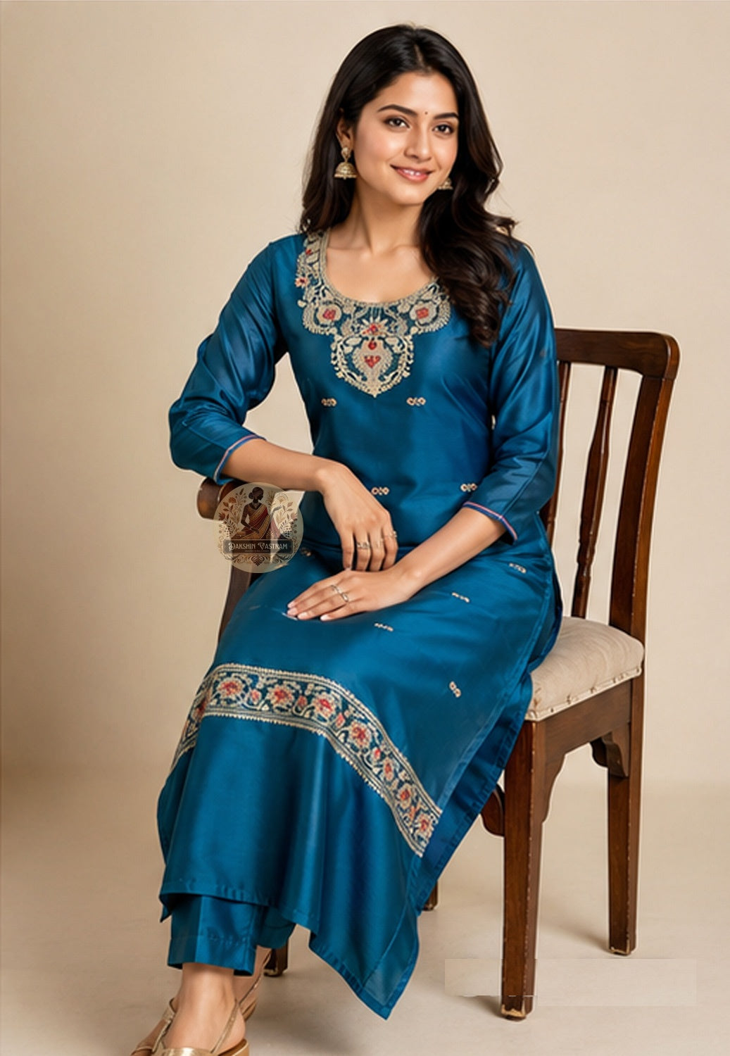 Natural silk sheen and drape of handloom Peacock Green Baluchari Mulberry silk unstitched kurti piece – Dakshin Vastram