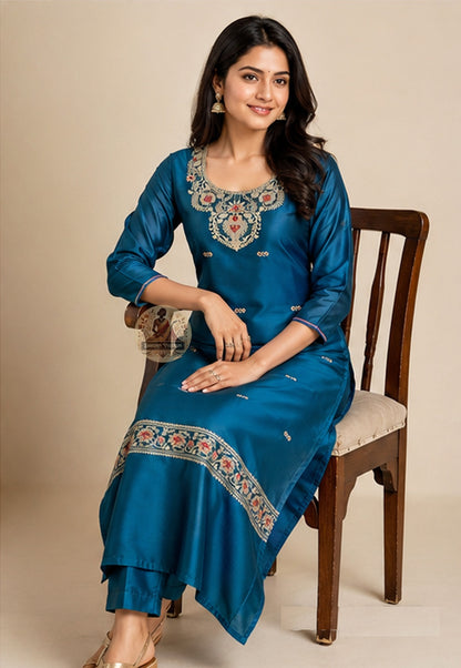 Natural silk sheen and drape of handloom Peacock Green Baluchari Mulberry silk unstitched kurti piece – Dakshin Vastram