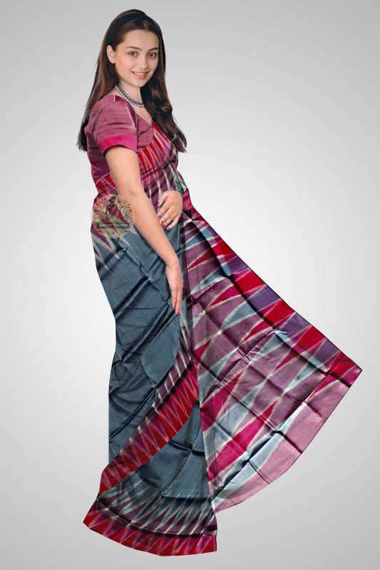 Pure Silk Kotki Saree for Women – Angled look showing drape & border