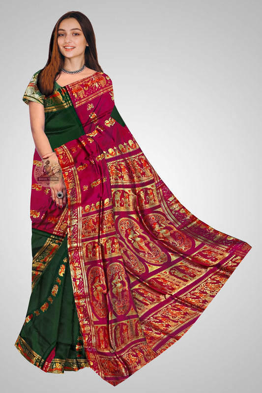 Buy Swarnachari Saree online – Front view of handwoven silk saree