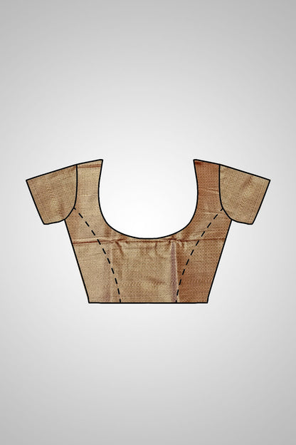 Buy Handloom Muga Silk Saree – Matching blouse and saree set view
