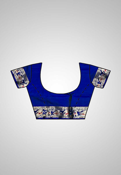 Blouse view of the saree with delicate embroidery and traditional style