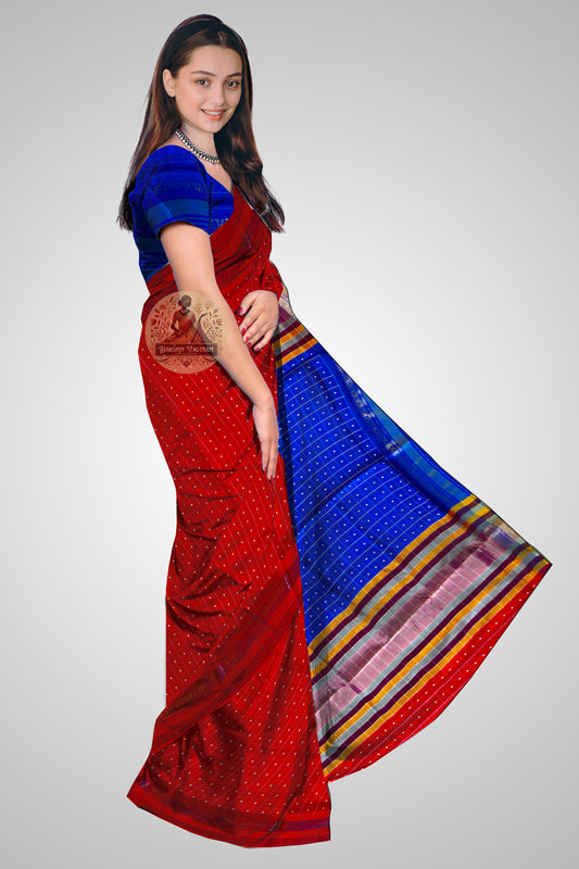 Shop Bishnupur Silk Saree online – Side view showing Bindu Booti motifs