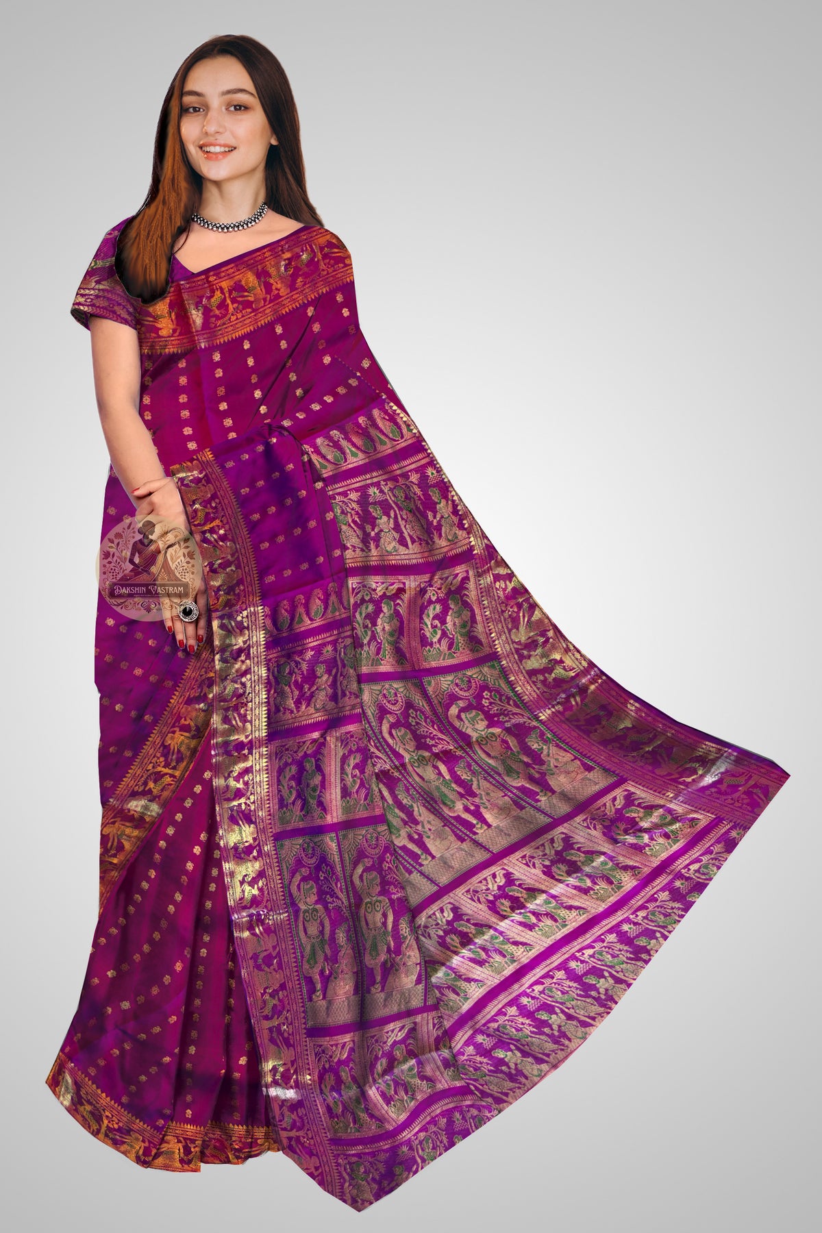 Buy Swarnachari Silk Saree online – Front view showcasing regal pallu and body