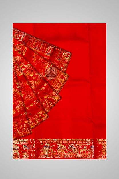 Shop Bengal Silk Saree online – Close-up of rich weaving craftsmanship