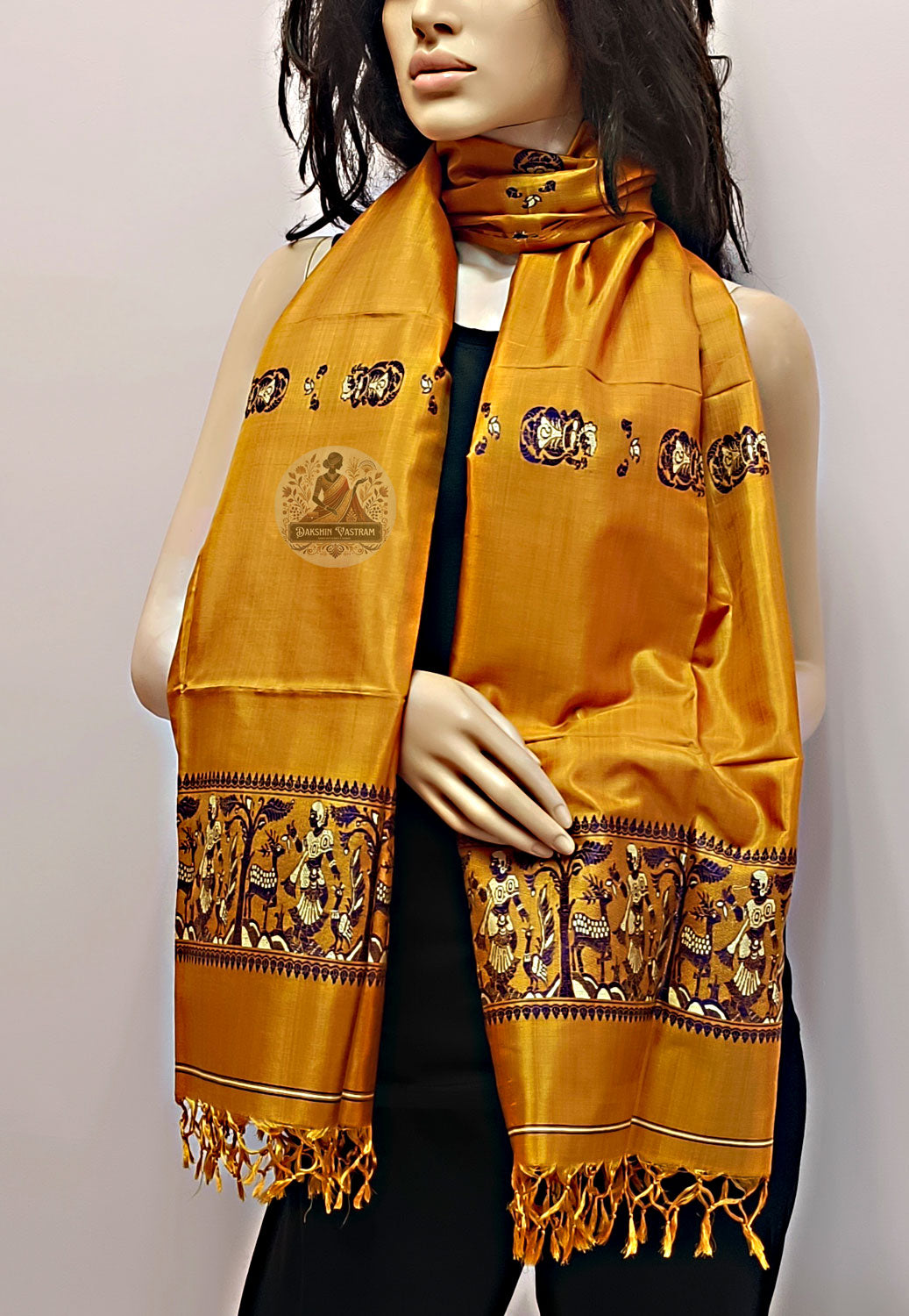 Shop Handloom Silk Stole – Rear perspective with subtle sheen