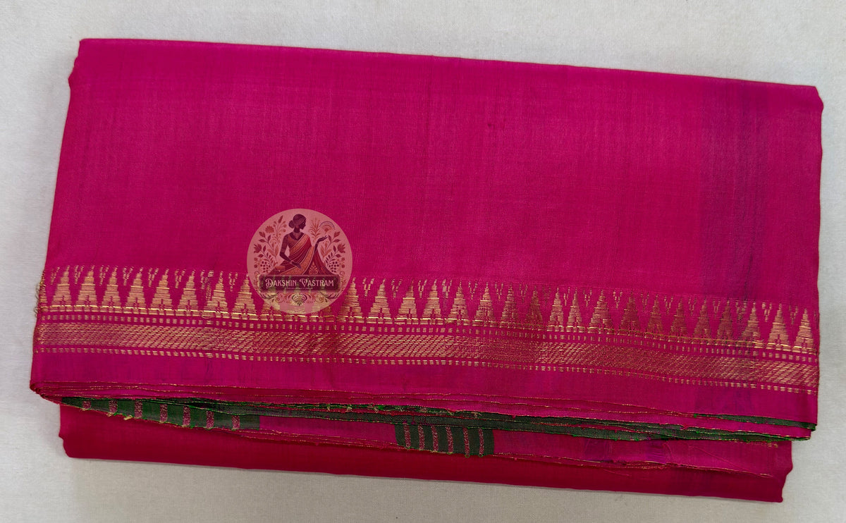 Full view of Bishnupur Pure Katan Silk Saree by Dakshin Vastram — made by hand and meant to be felt, handwoven in Bishnupur Bengal for weddings, Durga Puja and cultural celebrations across UK, USA, EU and India