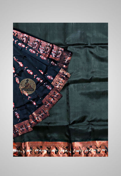 Traditional silk saree with rich texture and golden details
