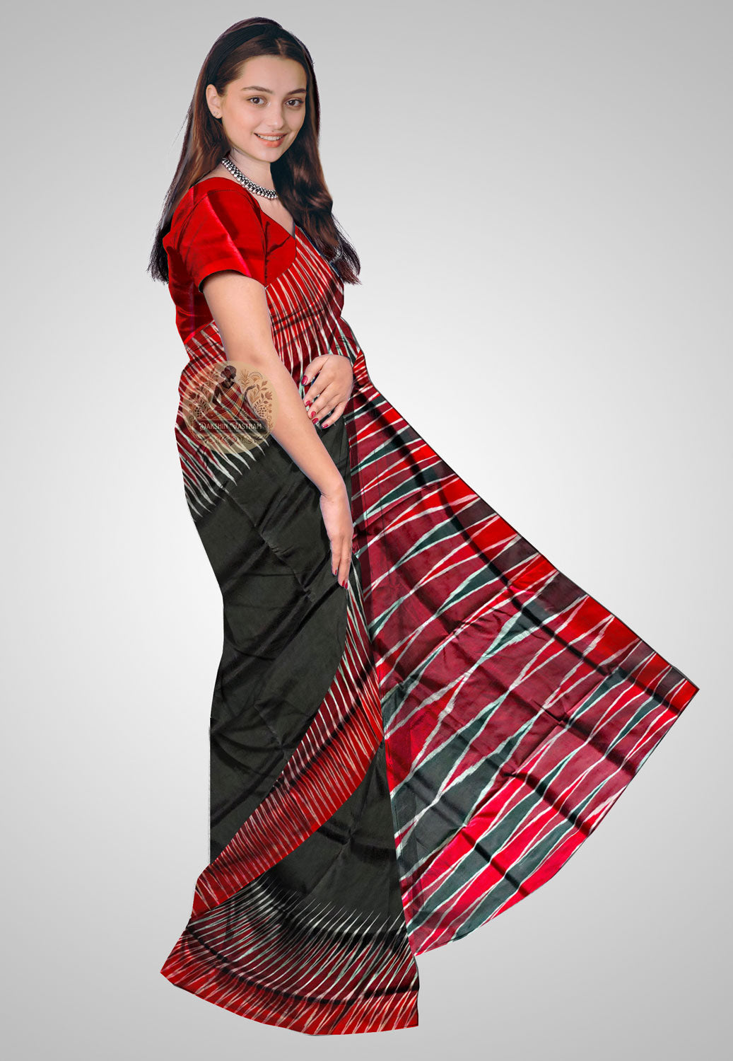 Shop Silk Kotki Saree UK – side profile of Indian silk saree