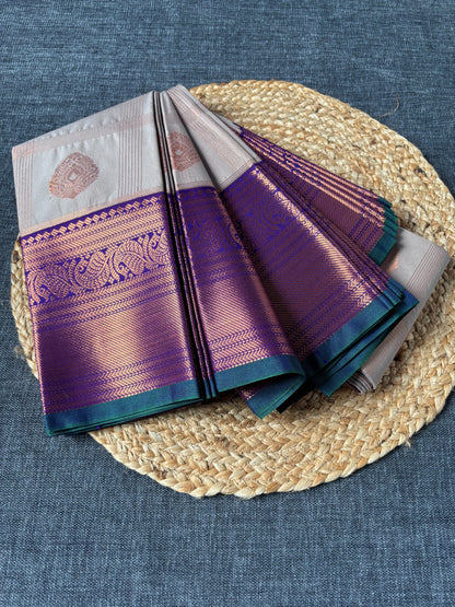 Senior artisan woven Semi Kanjivaram saree – luxury Indian occasion wear for UK South Asian community