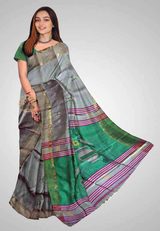 Buy Handcrafted Pure Silk Saree – Elegant front drape showcased