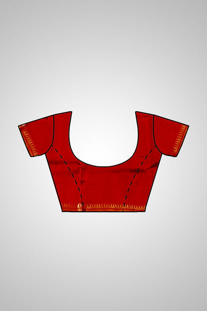 Buy Pure Silk Zari Par Saree – Full saree with matching blouse display