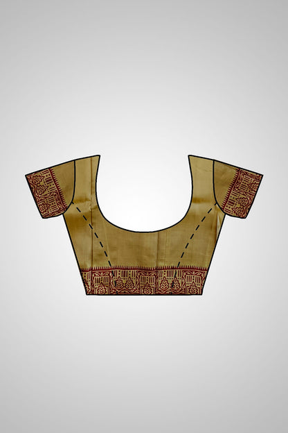 Buy handloom Bengal Silk Saree – Saree and blouse piece view