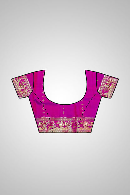 Shop Swarnachari Saree online – Blouse and saree combination view