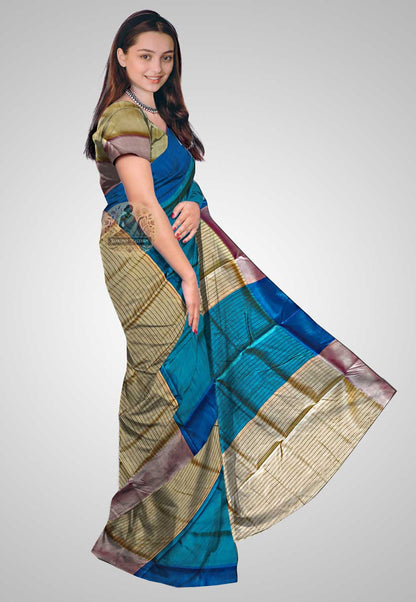 Shop Indian Silk Saree online – Side profile of pure silk drape