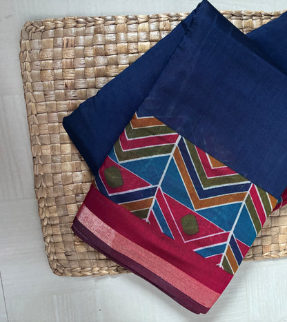 Buy Maheshwari Cotton Saree online – Elegant Maheshwari Cotton Saree rear view