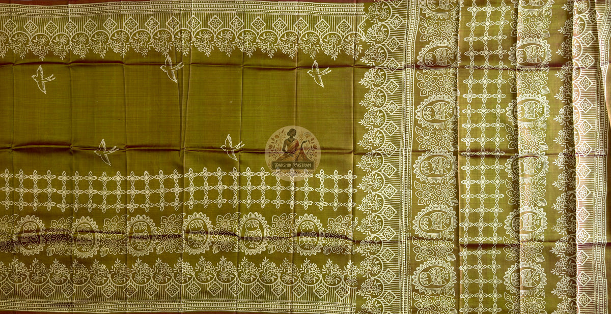 Buy Authentic Bishnupur Silk Saree online – Pallu print and craftsmanship view