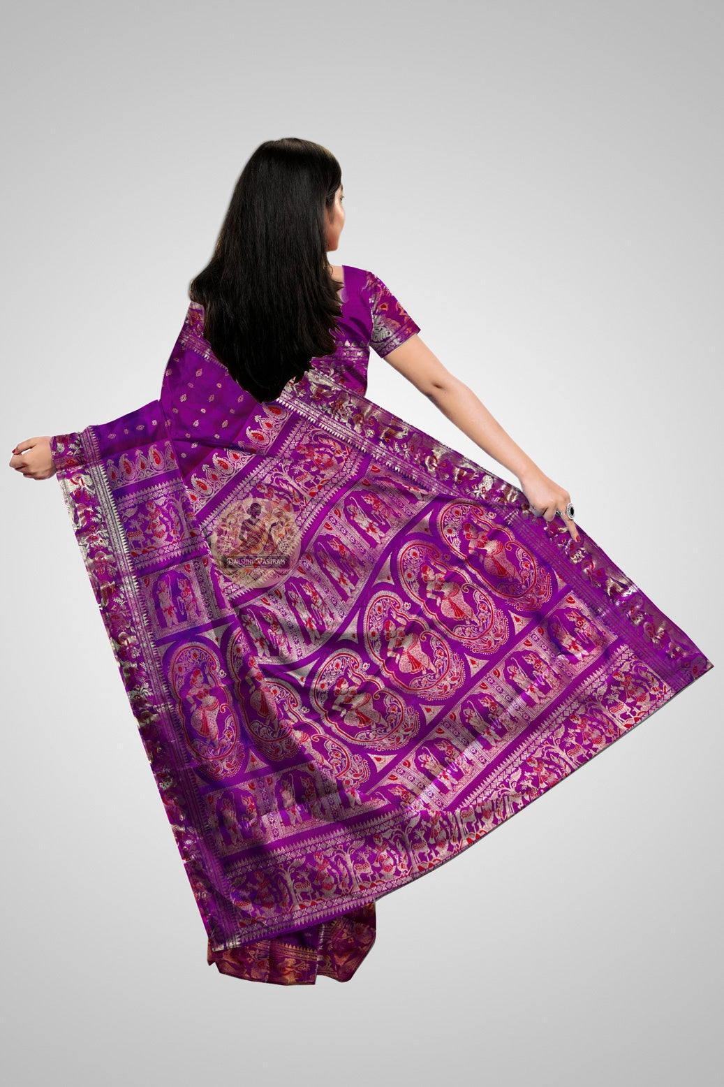 Swarnachari silk saree – rear drape with detailed design