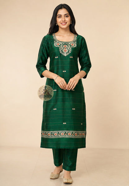 Handwoven Baluchari Silk Kurti Piece – Unstitched Fabric for Festive & Ceremonial Wear