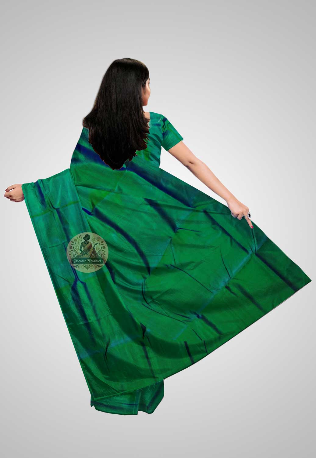 Explore Silk Than Sarees online – Rear view of silk fabric length