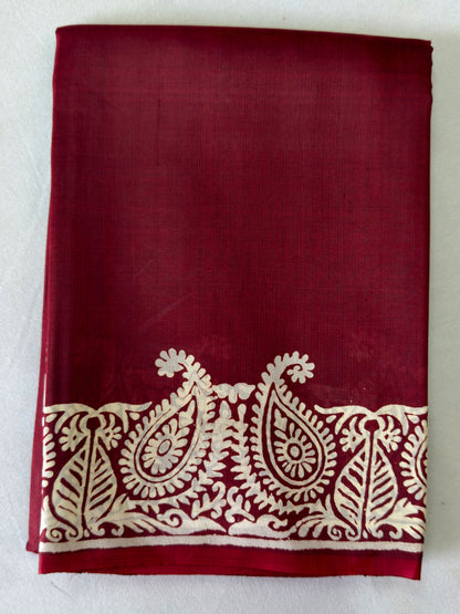 Shop Bishnupur Mulberry Saree online – Full saree laid flat display