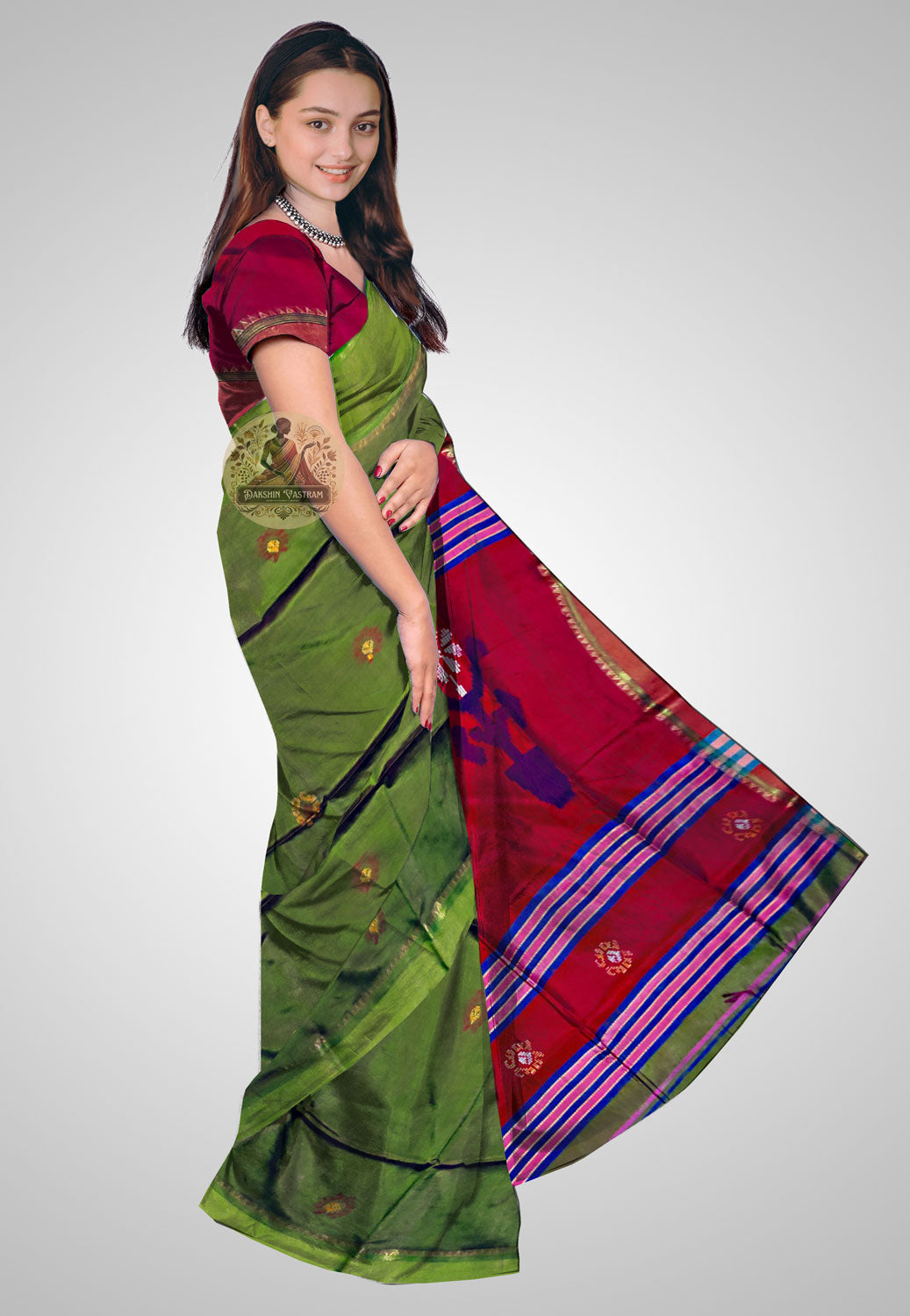 Shop Indian Silk Saree Online – Side angle showing detailed weave