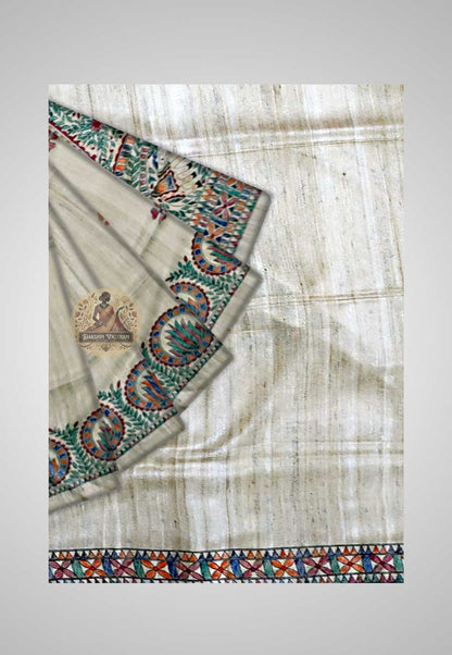 Explore Raw Silk Sarees Online – Close-up of Tussar weave pattern