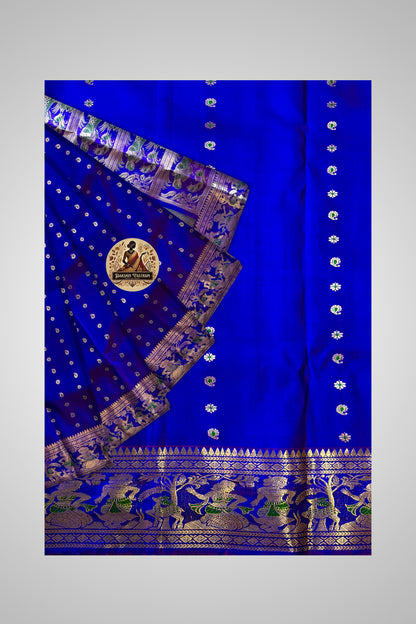 Buy Bengal Silk Saree online – Close-up of golden zari work on pallu