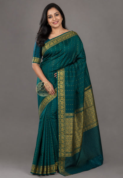 Bishnupuri pure katan silk saree front view – luminous Bengal handloom drape making every woman fall in love with her own reflection, for weddings and Durga Puja