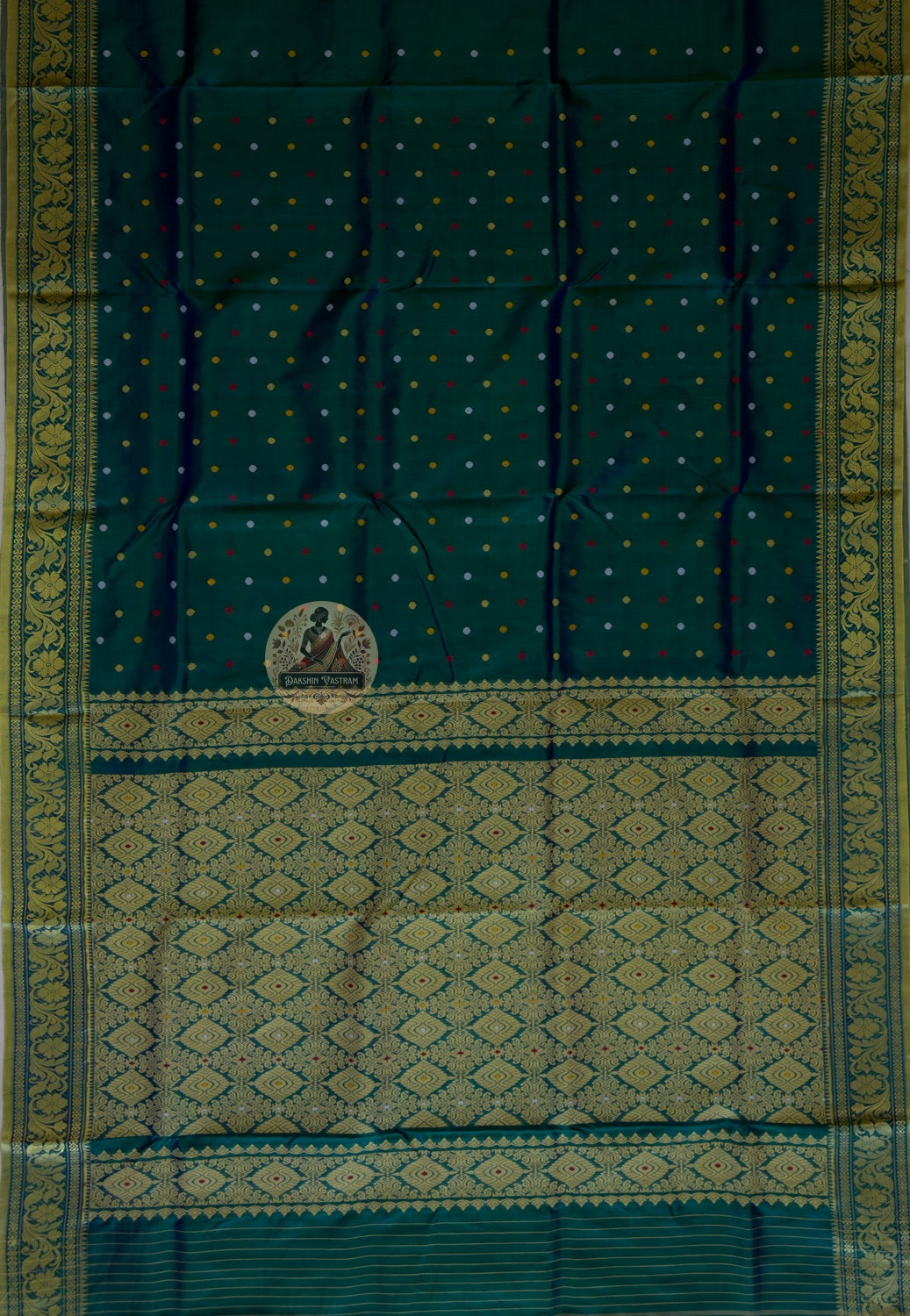 Full view of Bishnupuri pure katan silk saree in complete drape – the Bengal handloom that makes every woman fall in love with her reflection, for Diwali, weddings and cultural galas worldwide