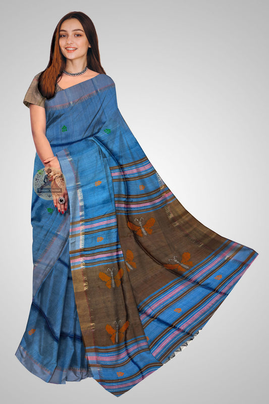 Buy Tussar Silk Saree online – Front view of traditional silk saree