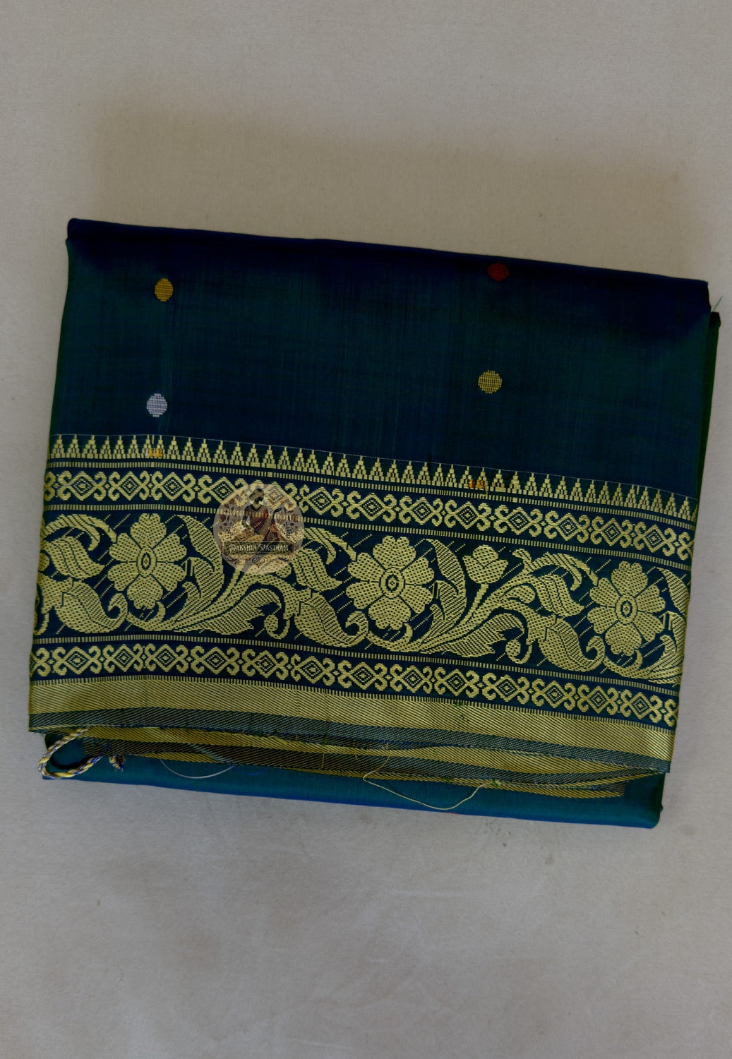 Folded Bishnupuri pure katan silk saree – natural silk lustre growing more beautiful with every wear, ethically sourced Bengal artisan saree by Dakshin Vastram, ships to India, UK, USA and EU