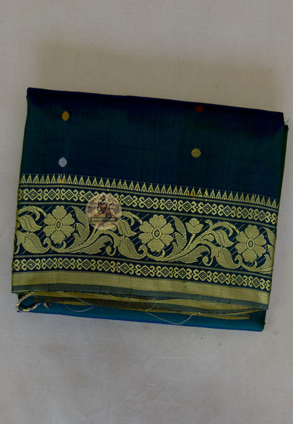 Folded Bishnupuri pure katan silk saree – natural silk lustre growing more beautiful with every wear, ethically sourced Bengal artisan saree by Dakshin Vastram, ships to India, UK, USA and EU