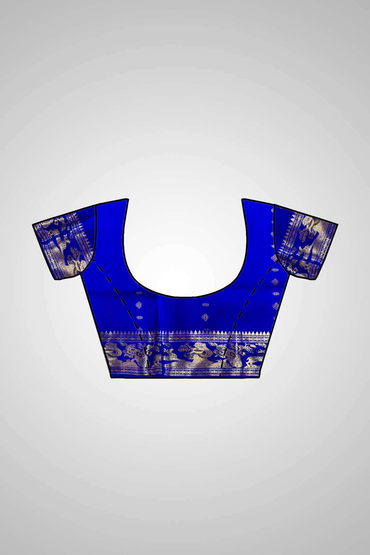Shop Handloom Swarnachari Saree online – Saree and stitched blouse view