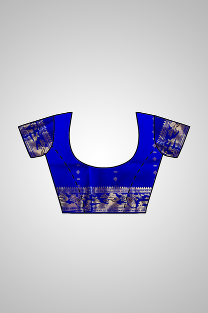 Shop Handloom Swarnachari Saree online – Saree and stitched blouse view