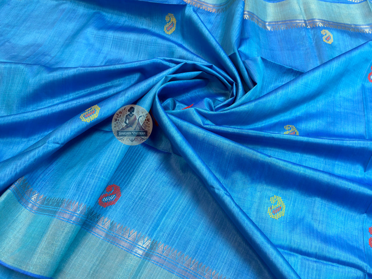 Shop Pure Silk Saree – Texture and threadwork detailing focus