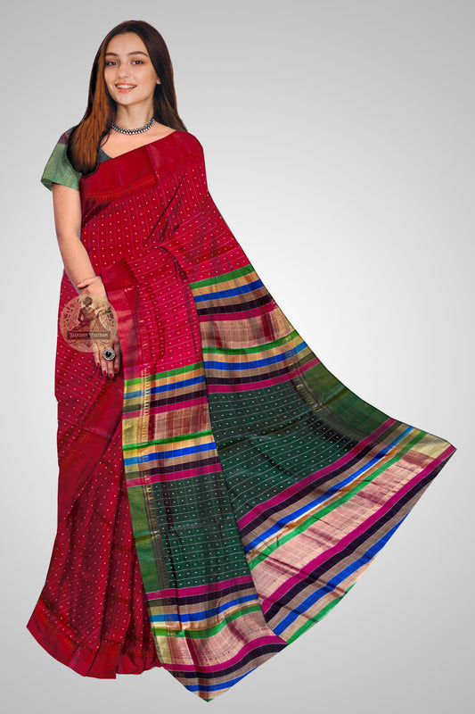 Buy Bishnupur Pure Silk Bindu Booti Saree online – Front view of Mulberry silk saree