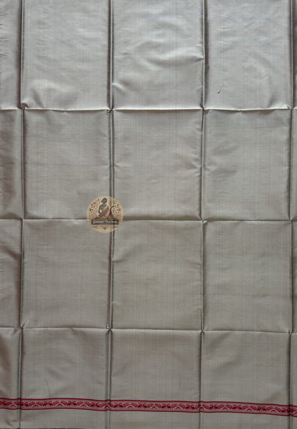 Premium handloom silk unstitched kurti piece in Silver – authentic Bengal weave available online UK USA EU