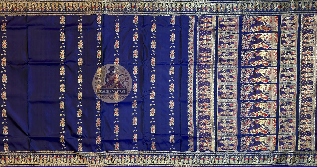 Heritage Baluchari silk saree from West Bengal with hand-woven Mughal-era narrative panels